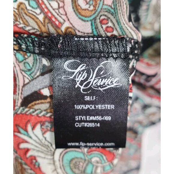 Vtg LIP SERVICE Los ANGELES Sheer Paisley Print Blouse Top Y2K Long Sleeve Large - Picture 6 of 10